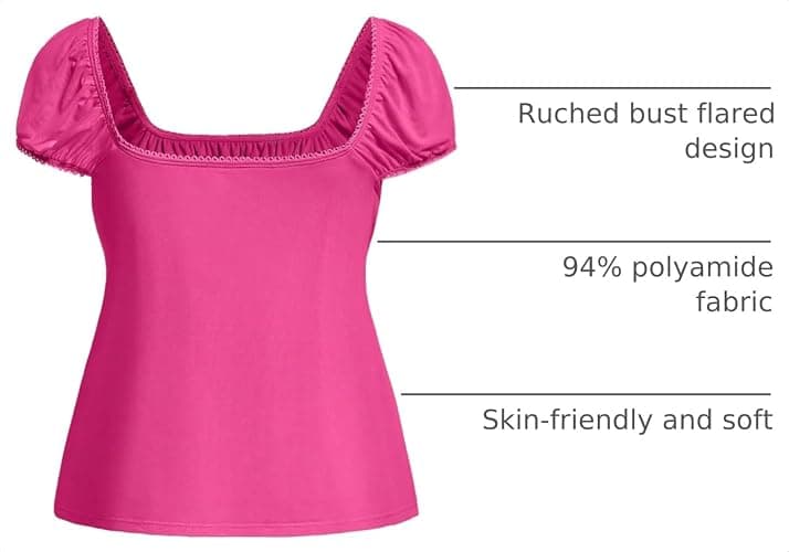 SOLY HUX Women's Short Sleeve Babydoll Tops Cute Summer Blouse | Peplum Top for Teen Girls, Square Neck, Lace Tops, Summer T Shirts thumbnail 4