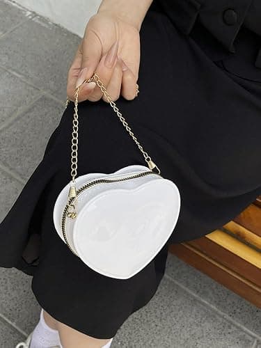 Canpto Girls Crossbody Purse Cute Heart-shaped Shoulder Kid Bag Lacquer Leather Princess Bag for Little Girls thumbnail 5