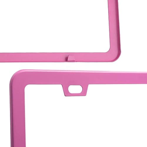 Pink License Plate Frame for Women 2 Pack Car License Plate Holder Metal Number Plate Frame Car Tag Frame (Pink 2Pack Set) - Pink 2Pack Set thumbnail 4