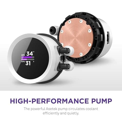 NZXT Kraken 240 RGB - 240mm AIO CPU Liquid Cooler - RL-KR240-W1 - Customizable 1.54" Square LCD Display for Images, Performance Metrics - High-Performance Pump - White thumbnail 5