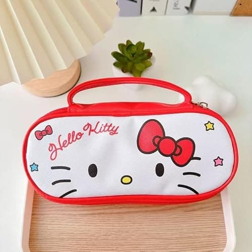 JUTOROSY Cute Red Pencil Case for Girls, Large Capacity Kawaii Pencil Pouch | Water-Resistant Organizer With Smooth Zipper, Portable Handle & Roomy Storage for School Supplies, Makeup & Travel thumbnail 5