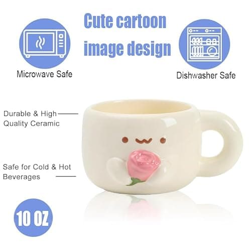 Cute Funny Coffee Mugs Valentines Day Mug Anime Cup For Women, Unique Anniversary Engagement Couple Gifts For Him And Her, Kawaii Mr And Mrs Gifts (Rose) thumbnail 4