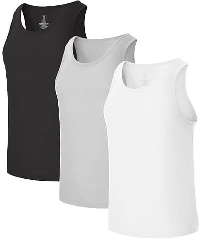 BAMBOO COOL Men's Tank Top Undershirts Moisture Wicking Breathable, Fitted Ruglar Fit T Shirts for Men 3 Pack - Image 1