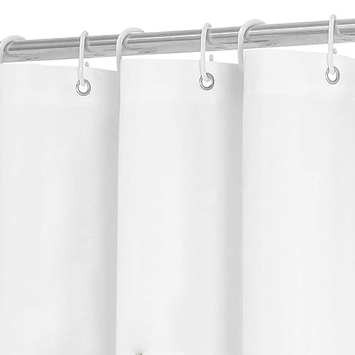 youngseahome White Fabric with Aqua Scalloped Border Shower Curtain,Boho Chic Cloth Shower Curtain for Bathroom Showers,36 x 72 Inches - Aqua Edge - 36"W×72"H thumbnail 5