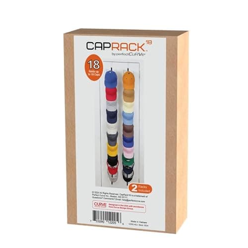 Perfect Curve CapRack | Over-The-Door Hat Organizer for Baseball Caps | 2 Straps, Holds 18-36 Adjustable Caps | Black thumbnail 8