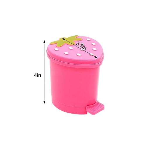 YINARONG Desktop Trash Can Mini with Swing Lid Cute Pink Strawberry, Mini Countertop Trash Cans for Desk Car Office Kitchen, Tiny Trash Can, Mini Garbage Can Plastic thumbnail 5