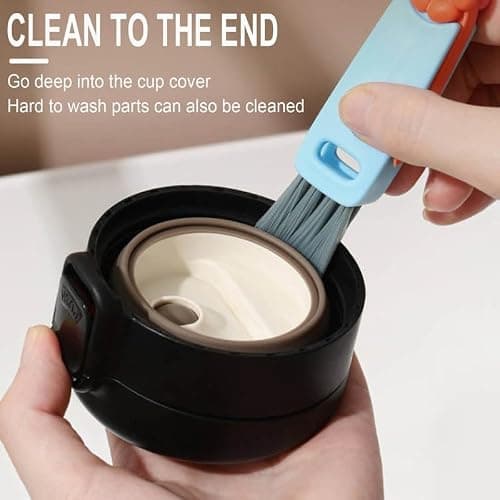 3 in 1 Cup Lid Cleaning Brush, 2024 New Crevice Cleaning Brush Set for Baby Bottle Gap Tight Spaces Cup, 3 in 1 Multifunctional Cleaning Brush Portable Cup Lid Cleaner with Brush(E) thumbnail 4