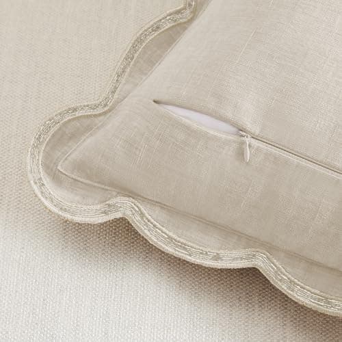 Ohocut Scalloped Pillow Cover Pack of 2 Spring Chenille Decorative Throw Pillow Covers Cute Boho Couch Pillow Covers Aesthetic Funky Preppy Pillow Cases for Sofa Living Room (Cream White, 18x18 Inch) thumbnail 5