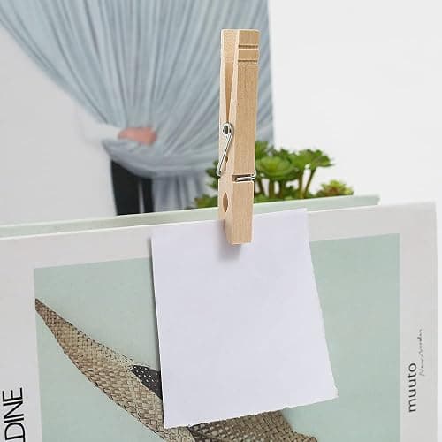Clothes Pins Wood for Hanging Clothes,3.5 Inch【100pcs】 Heavy Duty Wooden Clothespins,Clothes Pins for Craft,Wooden Clips for Pictures. | Rust Resistant thumbnail 7