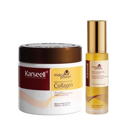 Karseell Collagen Hair Treatment Deep Repair Conditioning All Hair Types 16.90 oz 500ml + Argan Oil Hair Serum for Dry Damaged Hair 50ml - Image 1