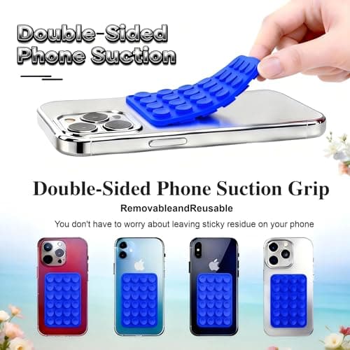 Blue Octo budy Silicone Suction Phone Case Detachable Mount, Double Sided Suction Phone Holder TikTok Items for iPhone & Android, Sticky Phone Grip Hands-Free Accessories for Selfies & Videos thumbnail 5