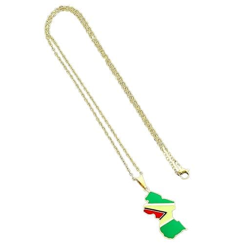 WISHNYMPH Vintage Guyana Map Pendant Necklace Stainless Steel Country Outline Charm Necklace Jewelry thumbnail 7