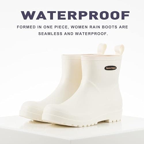 planone Short Rain Boots Women Fashion Waterproof Chelsea Boots for Women Matte Outdoor Garden Shoes Ankle Muck Boots for Ladies Non Slip Work Shoes Rubber Boots with Premium Comfort Insole thumbnail 2