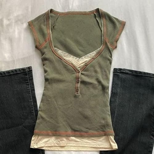 Y2k Fairy Grunge 2000s Short Sleeve Top Whimsy Twee Harajuku Emo Scene Clothes Vintage Mcbling Alt Fairycore Shirt thumbnail 2