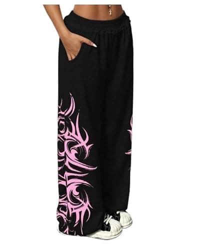 Y2k Wide Leg Baggy Grunge Double Waisted Drawstring Sweatpants Streetwear Women Emo 2000s Star Pants - Image 1