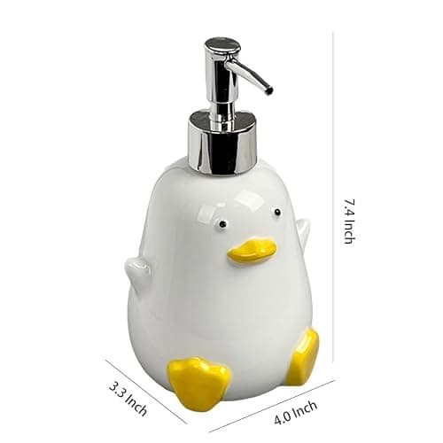 WAIT FLY Cute Duck Ceramic Soap Dispenser with Plasic Pump, Refillable Lotion Soap Bottle, Dish Soap Dispenser, Hand Soap Dispenser thumbnail 2