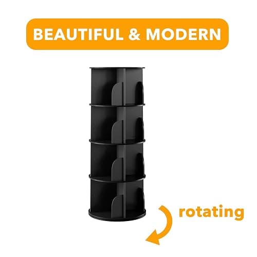 SpaceAid 4 Tier Rotating Bookshelf Tower, Spinning Bookcase Lazy Susan, Revolving 360 Book Shelf Storage Round Carousel, Vertical Rotate Turning Spiral Corner Organizer, Black thumbnail 7