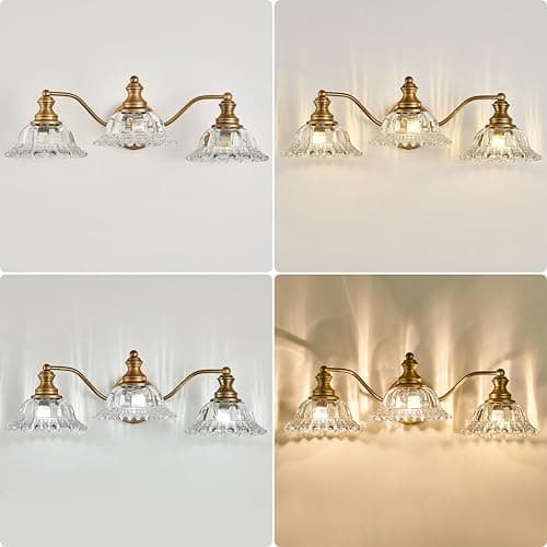 XIEDUN Vintage Bathroom Vanity Light Fixture 3 Lights Vanity Lighting Matte Antique Brass Vanity Light for Bathroom thumbnail 6