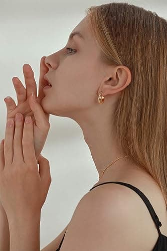 LILIE&WHITE Chunky Gold Hoop Earrings for Women Cute Fashion Hypoallergenic earrings Minimalist Jewelry Gift thumbnail 3