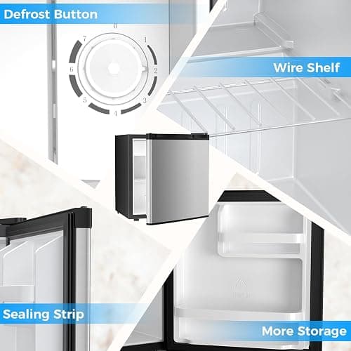 Antarctic Star Compact Refrigerator Mini Fridge with Freezer, Single Reversible Door, Dorm Fridge, Wire Shelf, Defrost Button, for Bedroom, Office, kitchen, 1.7 Cu. Ft, Steel thumbnail 5