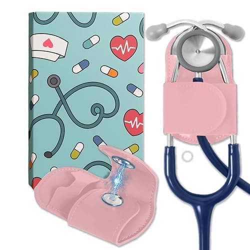 Magnetic Stethoscope Holder Clip Secure Hands-Free Pu Leather Lightweight Portable Holster for Physicians, Nurses, EMT, Students. Compatible for 3M Littmann & Most Stethoscope (Pink) - Image 1