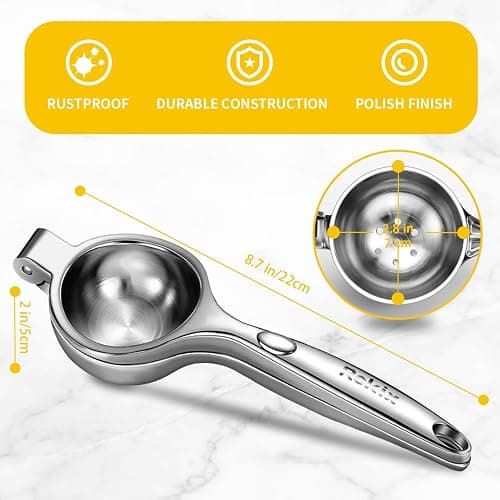 Rekix Lemon Squeezer, Max Extraction Hand Press Lemon Juicer, Heavy Duty Manual Orange Juicer, Sturdy Metal Lime Squeezer, Durable Citrus Fruit Squeezer, Easy to Clean thumbnail 3