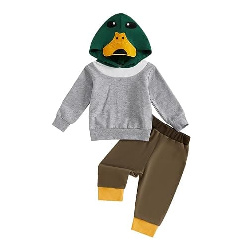 Toddler Baby Boy Fall Winter Clothes Mallard Duck Hoodie Long Sleeve Hooded Sweatshirt Pants Set Cute 2 Piece Outfit - Image 1