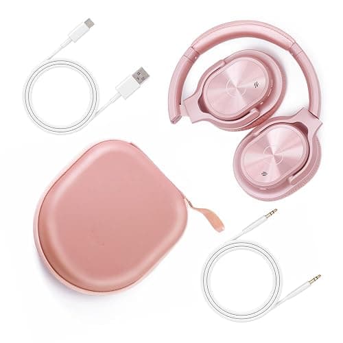 ZIHNIC Active Noise Cancelling Headphones, 40H Playtime Wireless Bluetooth Headset with Deep Bass Hi-Fi Stereo Sound,Comfortable Earpads for Travel/Home/Office (Rose Gold) thumbnail 5