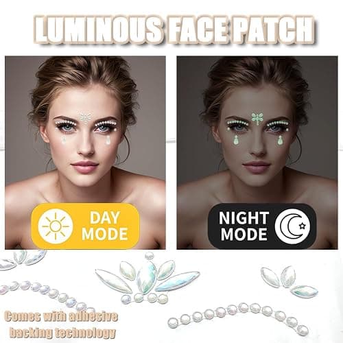 HZXINYI Glitzersteine Gesicht - Edelsteine-Temporäre Tattoos, Glitzer Gesichtssteine zum Aufkleben, Party- und Festivalfahrzeug für Stil 4 thumbnail 5