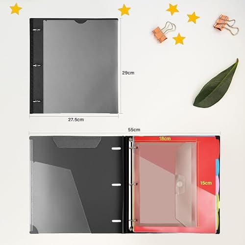 WOT I Telescoping Project Organizer 2-Pack, Refillable 3 Ring Binder with Dividers and Pockets, 13 Pocket Folders, 1 Inch 3 Rings, Black thumbnail 3