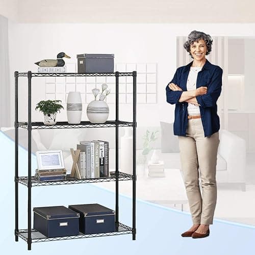 4 Tier Shelving Unit NSF Wire Shelf Metal Large Storage Shelves Heavy Duty Height Adjustable Commercial Grade Steel Utility Layer Shelf Rack Organizer 1000 LBS Capacity -14x36x54,Black thumbnail 4