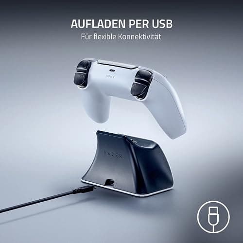 Razer Schnellladestation - Schnellladestation für Wireless-Controller (Schnellladung , Gebogenes Schalen-Design Einhändige Bedienung, Aufladen per USB) Midnight Black thumbnail 6