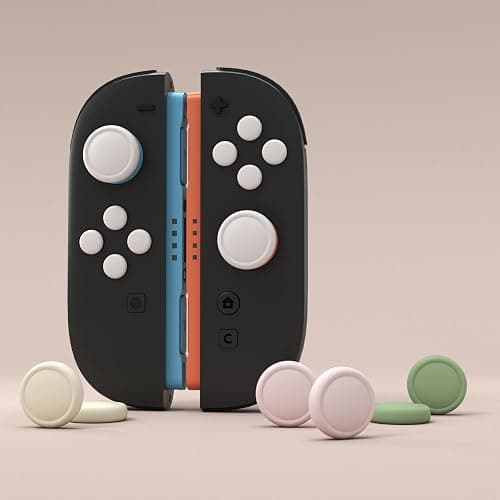 PlayVital Button Caps + Thumb Grip Set for Nintendo Switch 2, 8 Silicone Colorful ABXY Directional Button Covers & 4 Joystick Caps for Joycon - White & Pink & Antique Yellow & Matcha Green thumbnail 2