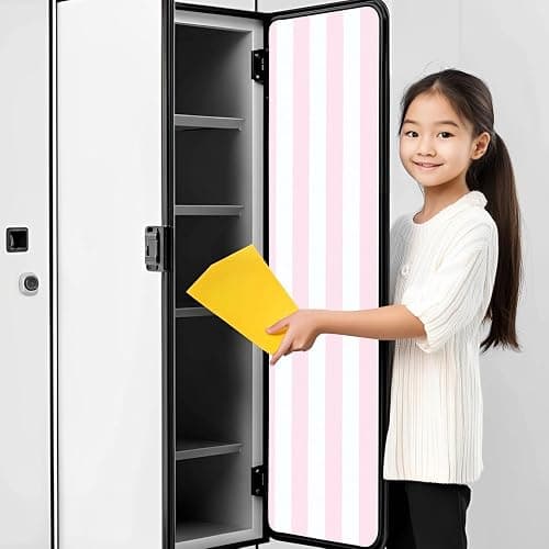 2 Pcs Locker Magnetic Wallpaper Soft Pink Vertical Seamless Stripes 12" x 36" Wall Magnetic Sticker Removable Locker Accessories Decor Easy Install for Office School thumbnail 7