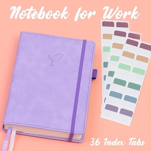 Hoci Poci Lined Journal Notebook, 400 Pages Thick Journal for Writing, A5 Hardcover Leather Notebook with 100Gsm College Ruled Paper for Women Men Work Note taking, 5.8" x 8.4", Purple thumbnail 4