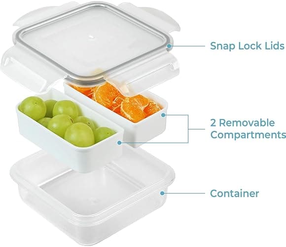 carrotez 2 Compartment Small Snack Containers, Mini Snack Containers for Mini Fridge, Small Divided Food Storage Containers, Airtight Lids, Reusable, 1.1 cup, 2 PACK thumbnail 8
