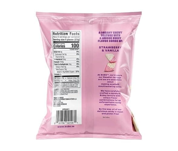 BUBS Swedish Candy Sour Strawberry Vanilla Diamond Foam Gummies | 2 Pack (5.5 oz Bags) Soft Chewy Vegan Candy thumbnail 2