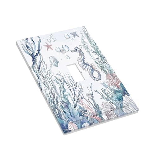 Donecmminery Decorative Light Switch Cover Ocean Coral Seahorse Seashell Starfish 1 Gang Single Toggle Device Electrical Faceplate Switchplates Decorator Outlet Wall Plate For Bathroom Home Decor thumbnail 4