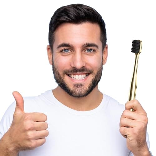 Z-VAPRESS Gold Color Toothbrush Soft Charcoal Bristles Travel Toothbrushes for Adults Luxury Gold Plated Toothbrushes Manual Toothbrush thumbnail 6
