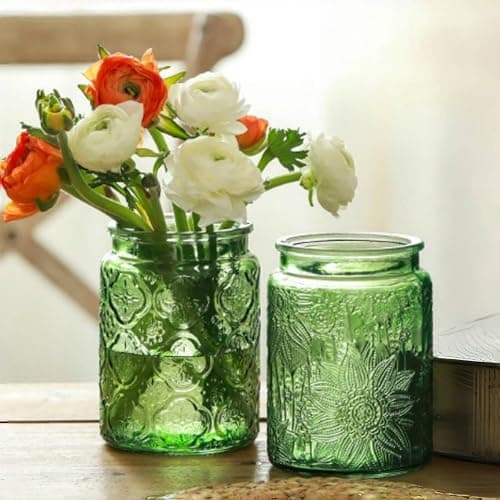 Green Glass Canister, Candy Jar with Lid, 23.7 FL OZ Vintage Colored Mason Jars for Kitchen Decorative Jar for Coffee Tea Candy Cookies, Cute Jars (Green, 1 Pack) thumbnail 6