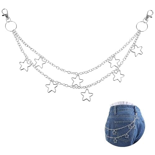 Jean Chain Star Punk Wallet Chain with Lobster Clasps Cool Trousers Pants Chains Belt Key Chains Adults Hip Hop Pocket Chains Rock Gothic Y2k Accessories for Men Women - Image 1
