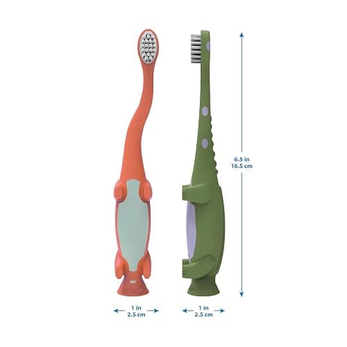 Dr. Brown's Baby and Toddler Toothbrush, Green and Orange Dinosaur 2-Pack, 1-4 Years thumbnail 15