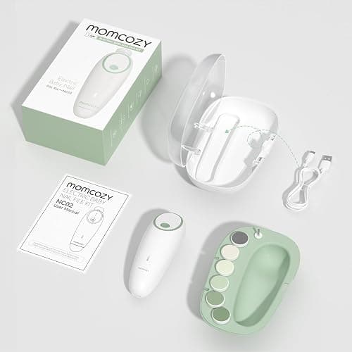 Momcozy Baby Nail File Electric, Gentle Baby Nail Trimmer Electric, Baby Nail Clipper with Night Light, 7 Grinding Head Replacement Pads, Green thumbnail 8