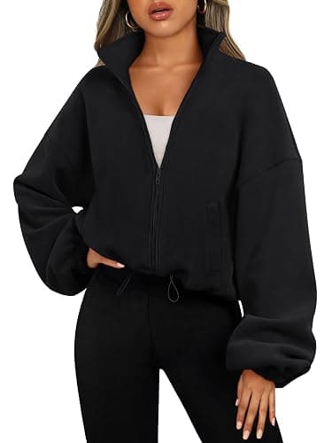 AUTOMET Womens Fleece Jackets Zip Up Oversized Sweatshirts Winter Clothes Long Sleeve Crop Sherpa Fall Outfits Fashion - Image 1