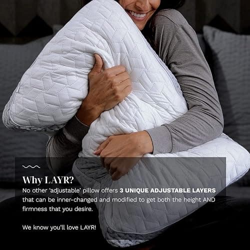 LUXOME LAYR Adjustable Firmness & Loft Pillow - Completely Customizable - Memory Foam - Cooling Cover - Standard/Queen thumbnail 4