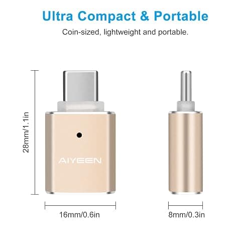 USB C to USB Adapter(2 Pack), USB C Male to USB 3.0 Female Adapter OTG Converter Compatible with MacBook Pro 2019/2018/2017,MacBook Air 2018 and More Type-C Devices, Gold thumbnail 2