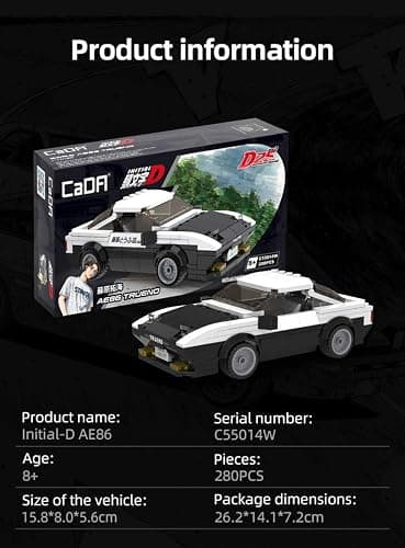 dOMOb Toyota AE86 Trueno – Initial-D 25-th Anniversary – CADA Bricks Toys for 8+ Age Kids & Adults – Realistic Car Model 1:24 Simulated Build – 280 Bricks or Blocks – for Boys, Hobbyist, Collector thumbnail 5