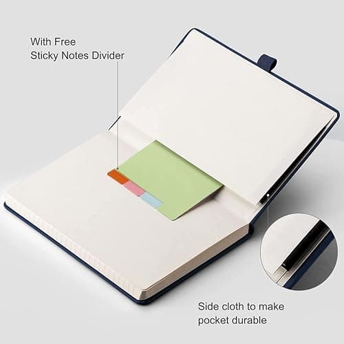RETTACY Graph Paper Notebook A5 320 Pages Grid Notebook Thick Journal, 100gsm Thick Graph Paper, Leather Hardcover, Inner Pocket, for Office School Work Women Men14.5 x 21cm - Black thumbnail 5