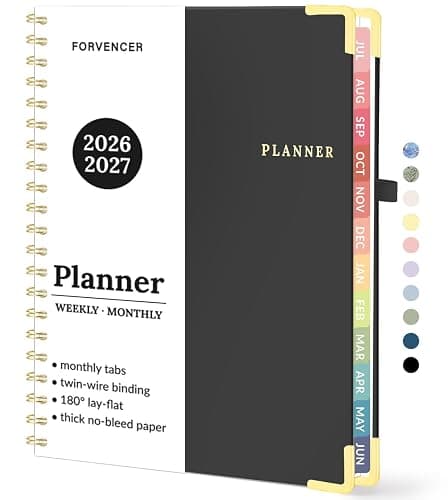 Forvencer Academic Planner 2026-2027, July 2026-June 2027 Weekly & Monthly Hardcover Calendar Planner, 8.5" X 11", Daily Agenda Book, School Office Notebook College Teacher Student Organizer A4, Black - Image 1