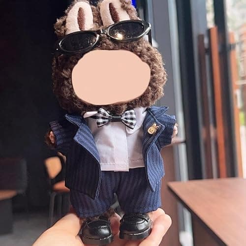 MVOHSMVO Clothes for 17cm Doll, Funny Accessories Suit Set Compatible for LABUBU Standing/Sitting or Any 17cm/6.7inch Doll (Gentleman's Suit/Oval Sunglasses/Leather Boots) - Gentleman's Suit/Oval Sunglasses/Leather Boots thumbnail 2